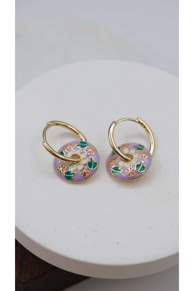 Colorful Enamel Charm Detail Earrings