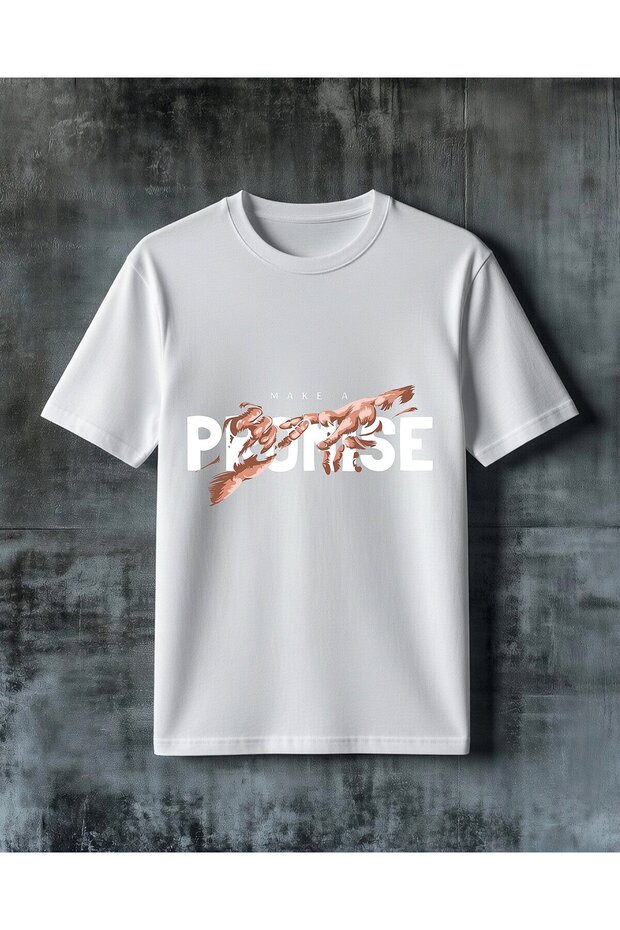 Hands Touching Printed Oversize T-Shirt