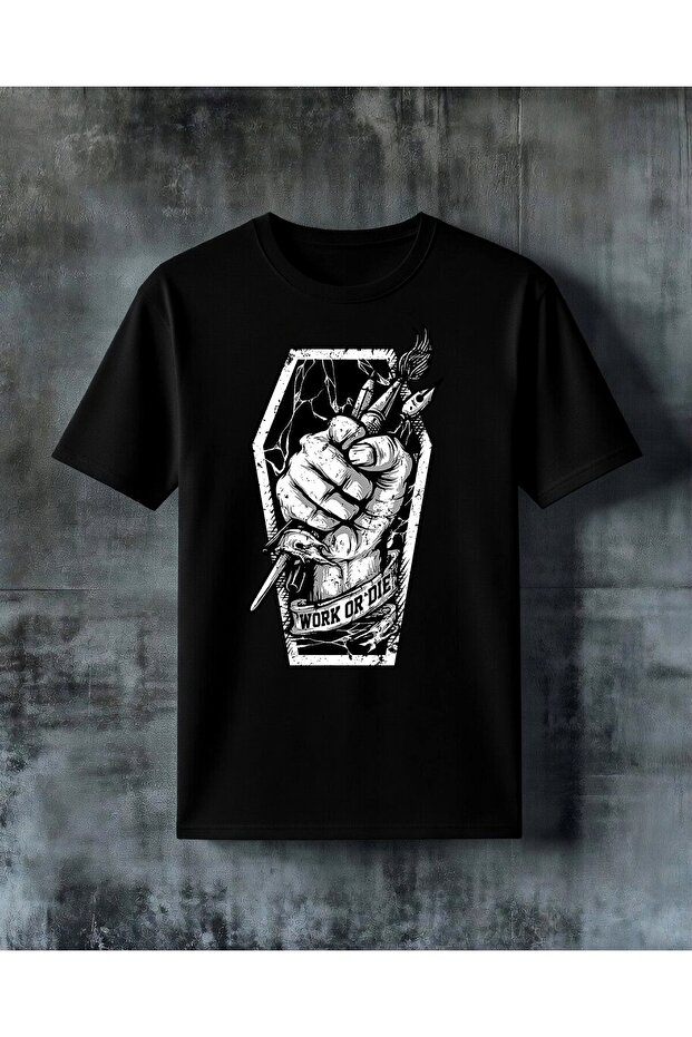 Work or Die Artistic Printed Oversize T-Shirt