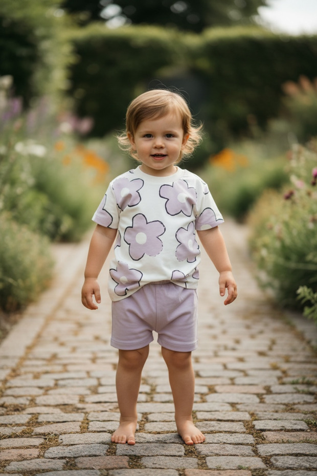 Girl's Short-Sleeved Shorts Set
