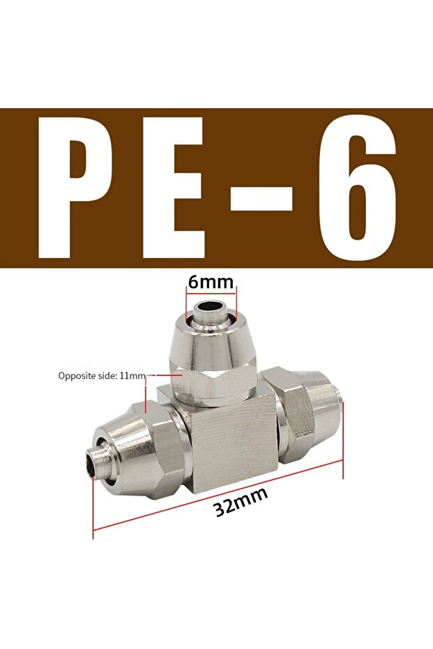 1pcs K-PE6 Metal PV PE PU Pneumatic quick coupling OD 4 6 8 10 12 14 16 MM Air Quick Connector For H