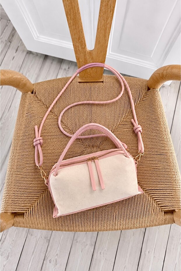 Women's Linen Canvas Fabric Bag Pink