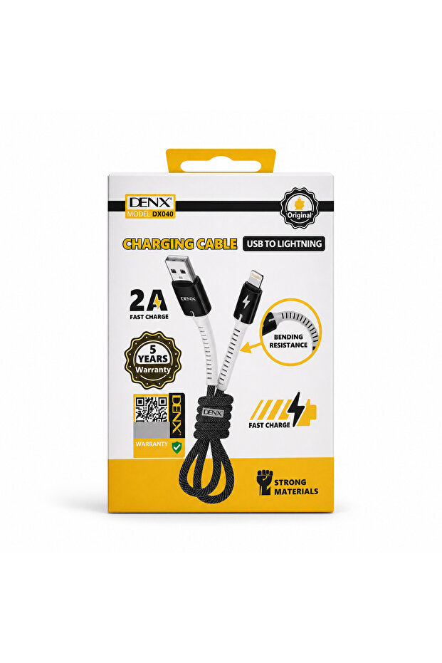 كابل شحن DENX USB إلى Lightning سريع 2A موديل DX040