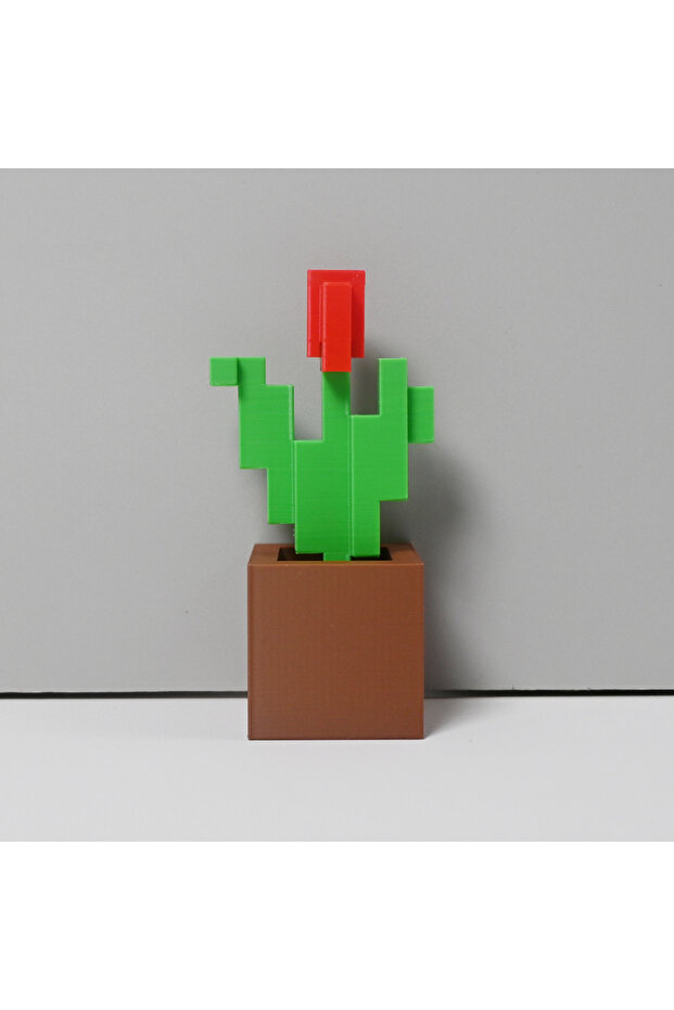 d08-Red-1pc Charming 3D printed pixel rose - perfect for bedroom decoration, no need for power, dura