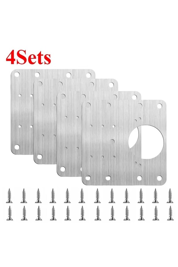 4 Set 2~10Sets Hinge Repair Plate Kitchen Cabinet Door Hinges Mounting Plate with Screw Flat Fixing
