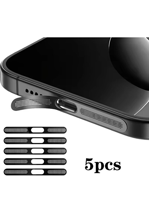 5PCS Black 5Pcs Metal Dustproof Net Sticker For iPhone 16 Pro 15 14 13 12 Series Earpiece Speaker Ho