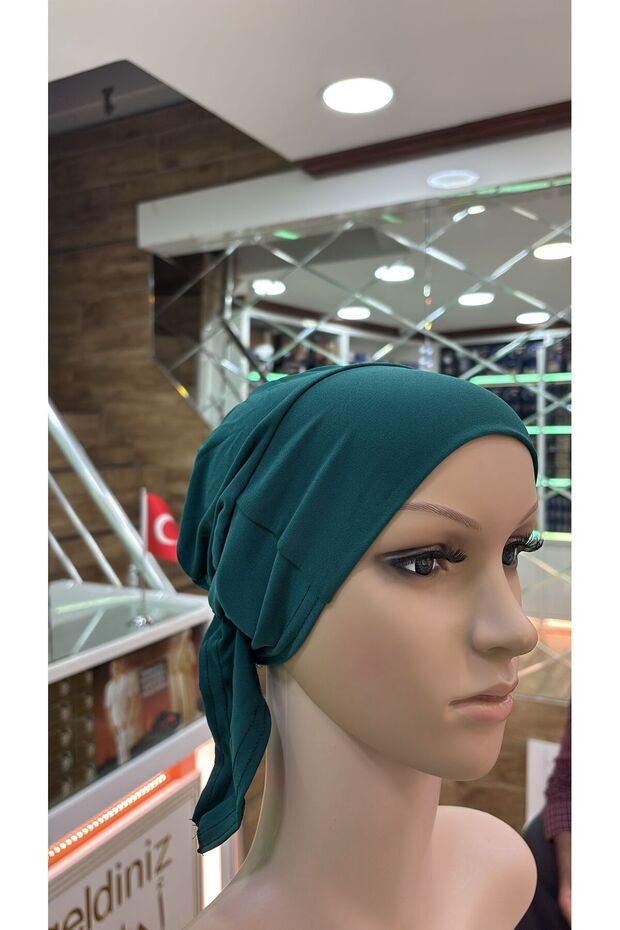 Luxury Bonnet with Back Tie, Non-Slip Inner Bonnet, Scarf Shawl Bonnet, Hijab, Emerald Green