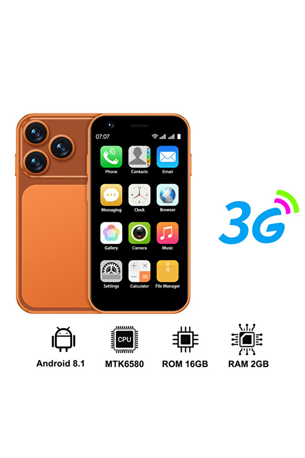 هاتف ذكي صغير 2G 16G Orange SERVO 18SE بنظام أندرويد، شاشة كاملة 3.0 بوصة، اتصال خلوي 3G، ذاكرة 2 جيجابايت + 16 جيجابايت، مع خاصية التعرف على الوجه