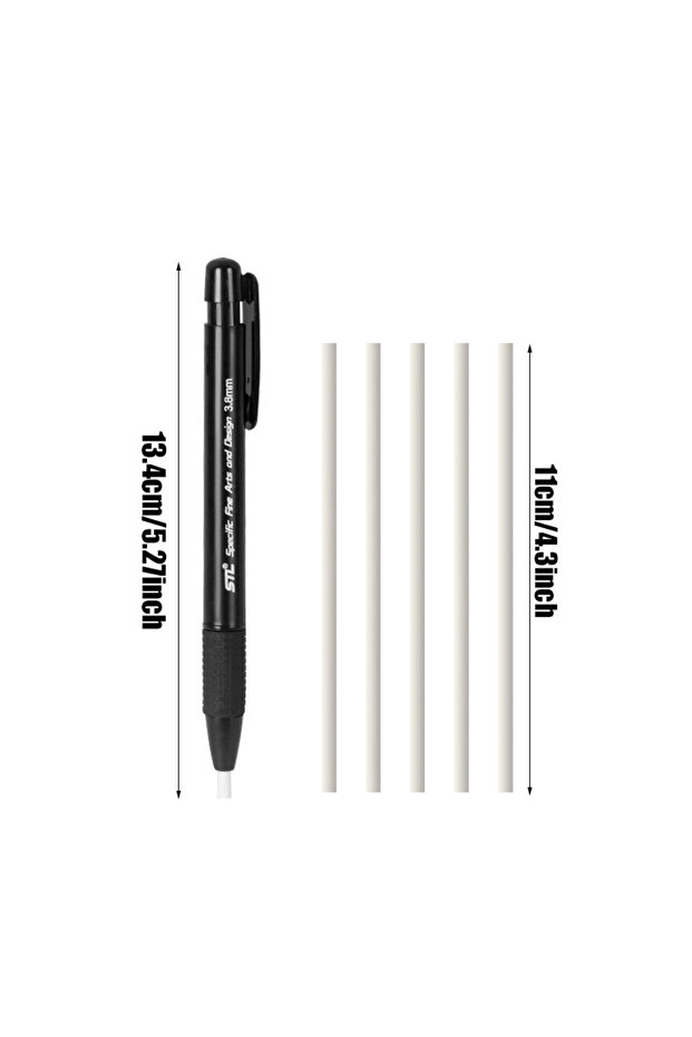 black Automatic Pen Style Hard Highlight Sketching Pen Eraser Set With Replaceable Core Sketchin...
