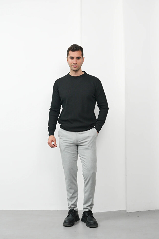 Wick Patterned Crew Neck Sweater - 7