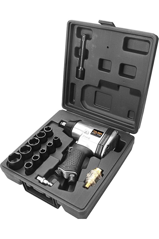 17 Pcs Air Impact Wrench Set, 73382, 1/2 Inch Drive, Complete Socket Set