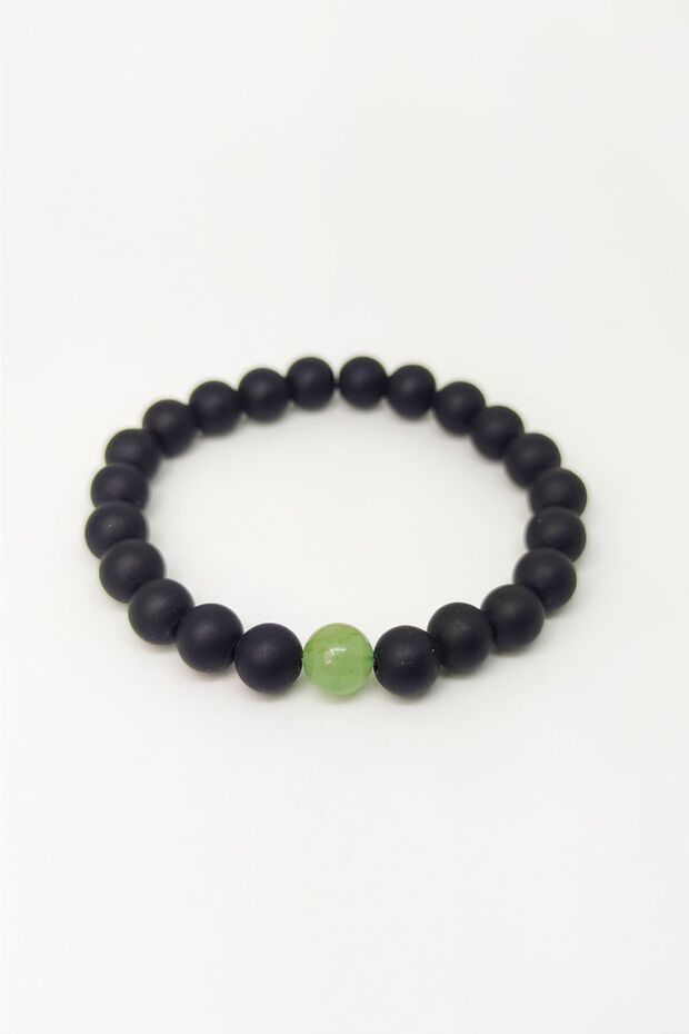 Unisex Black Matte Onyx Aventurine Single Stone Natural Stone Bracelet