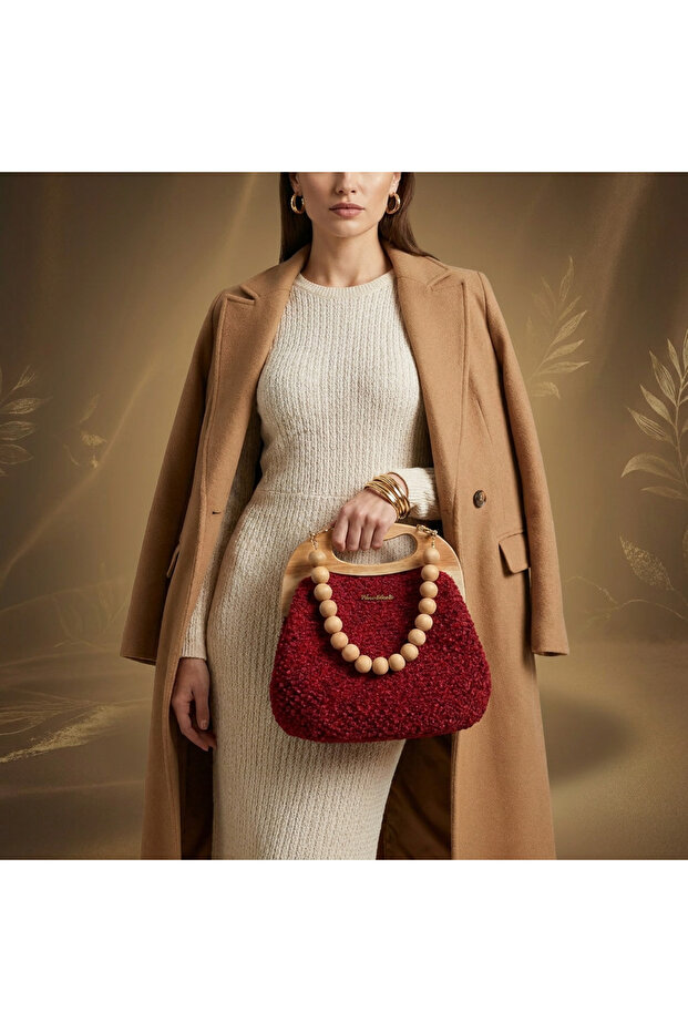 Ruby Pearl Ahşap El Çantası
