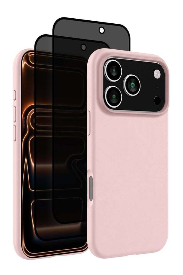 3 Packs Silicone Protective Case for iPhone 17 Pro with 2 Screen Protectors - Sand Pink-5