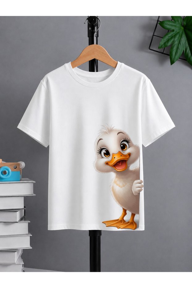Unisex Oversize T-Shirt Baby Duck Printed 100% Cotton T-Shirt Comfortable Fit