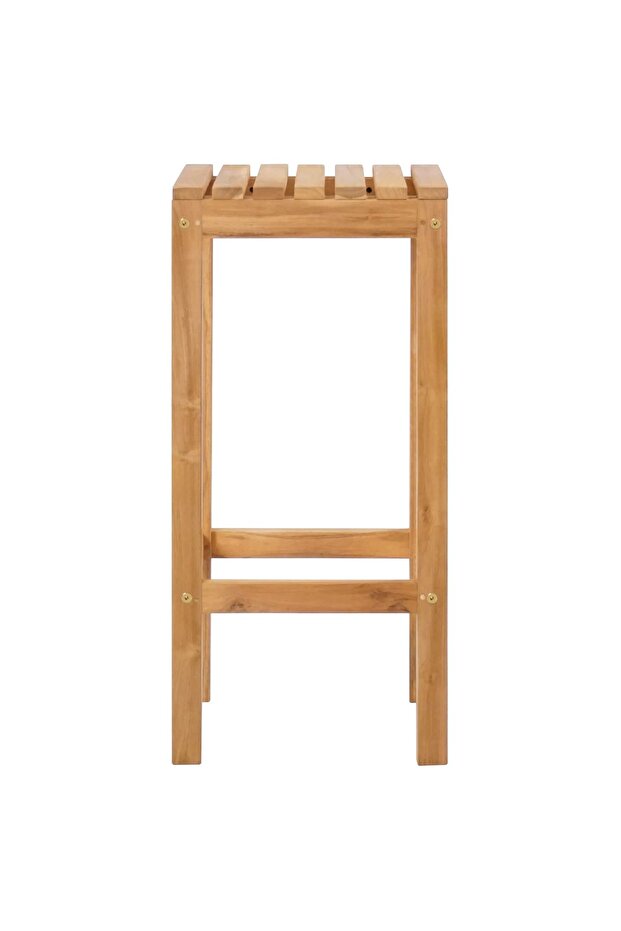 Scaun de bar 2 pcs Maro Lemn solid de tec - 5