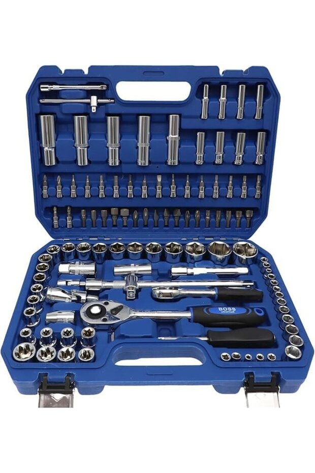 Boss Socket & Ratchet Tool Set 94 Piece – Complete Mechanics Kit with Extension Bars, Screwdriver B