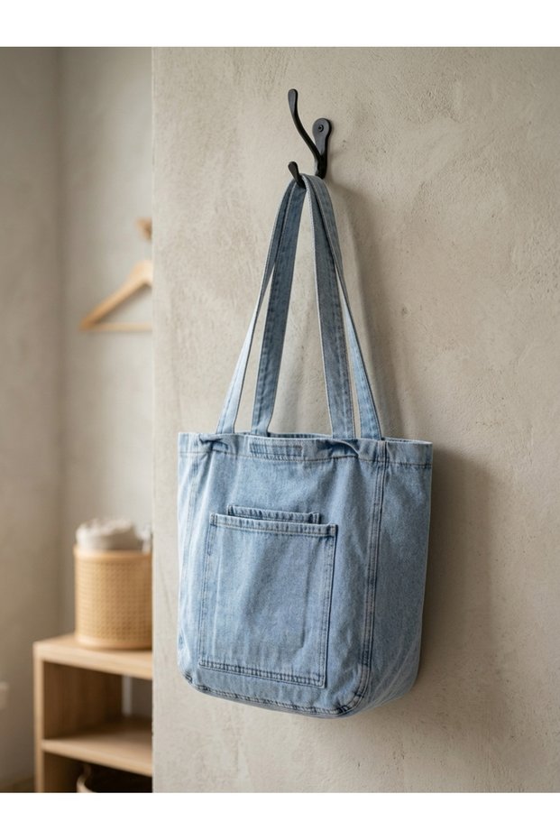 Women's Trendy Model Long Shoulder Strap Jean Denim Bag 47 cm Width / 38 cm Height