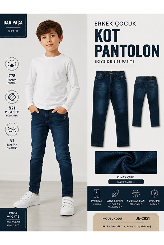 Narrow Leg Lycra Distressed Boys' Jean Pants