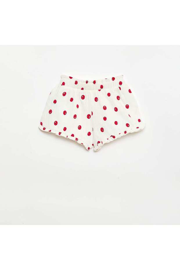 Patterned shorts with ruffled hem WHITE - 2