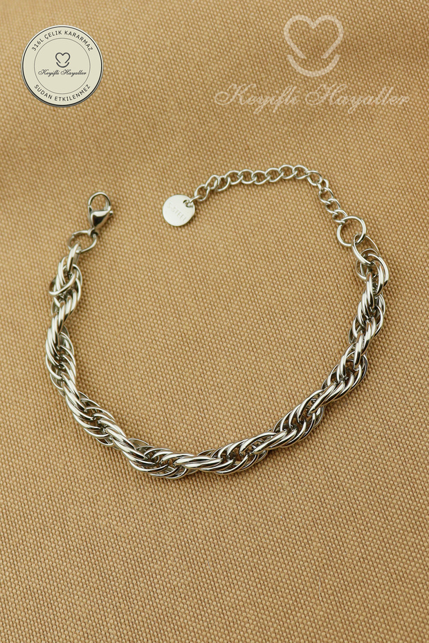 Steel Bracelet - Interlocking Oval Ring 316L Steel Non-Tarnish Non-Fade Trend Steel Bracelet 18+5 cm