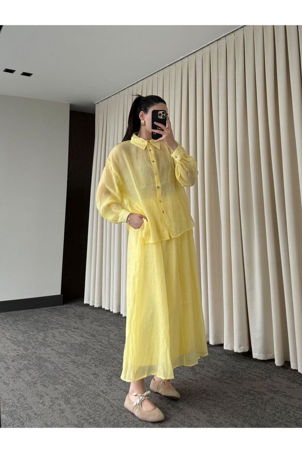Yellow Shirt Skirt Set - 51159