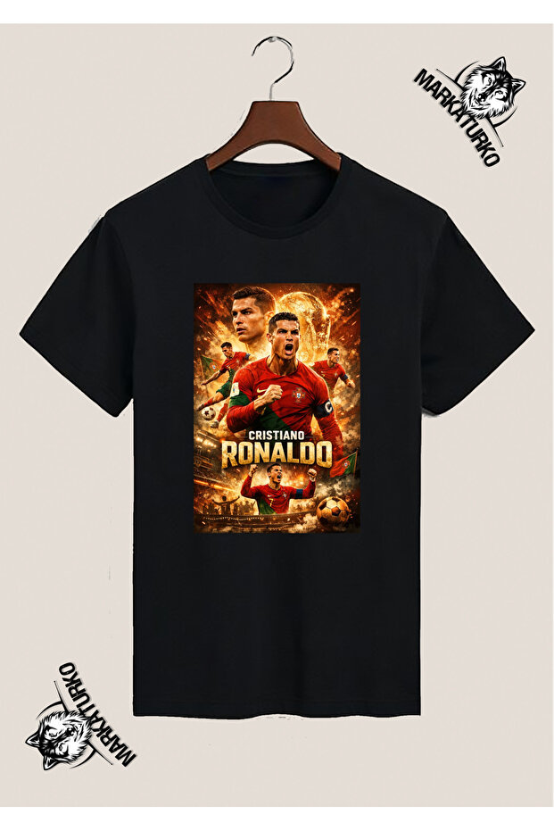 Ronaldo Special Design Supplement Printed Black T-Shirt