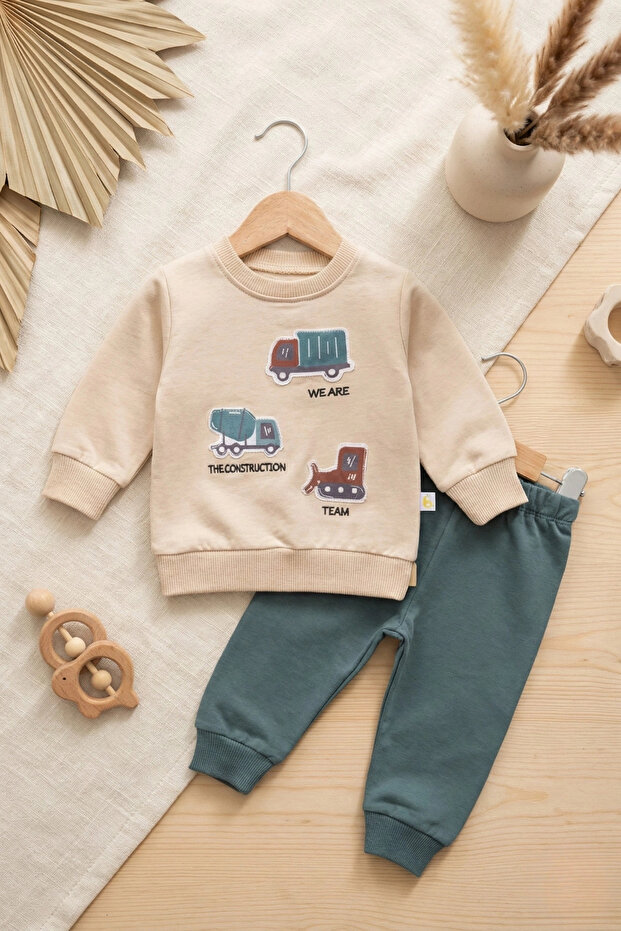 Car Embroidered Cotton 2-Piece Baby Boy Set