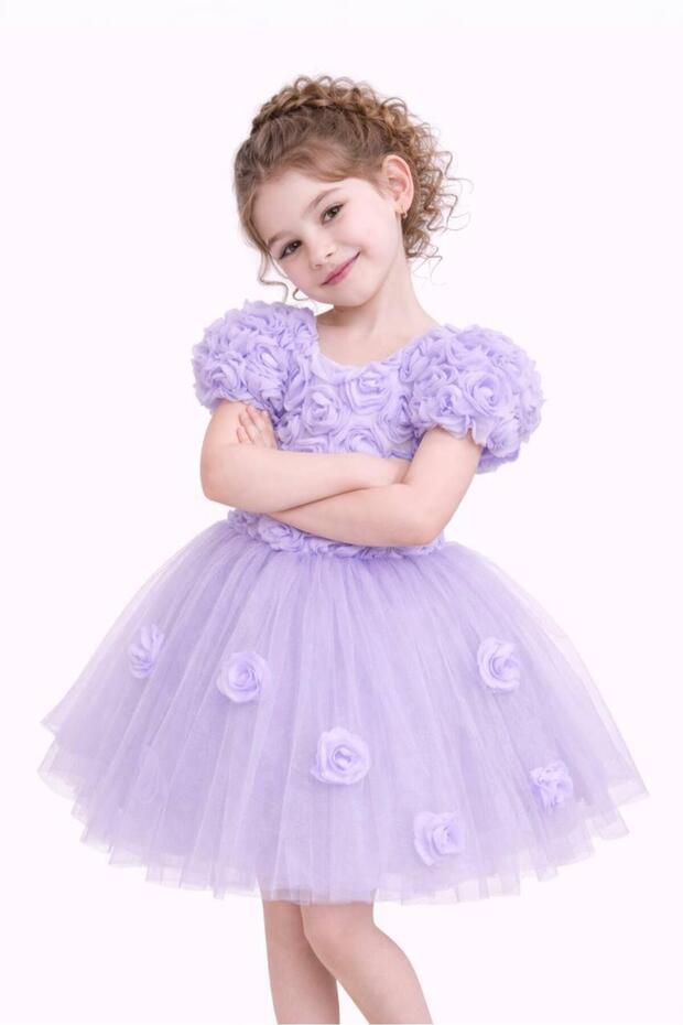 Rose-Detail Girls' Tutu Dress