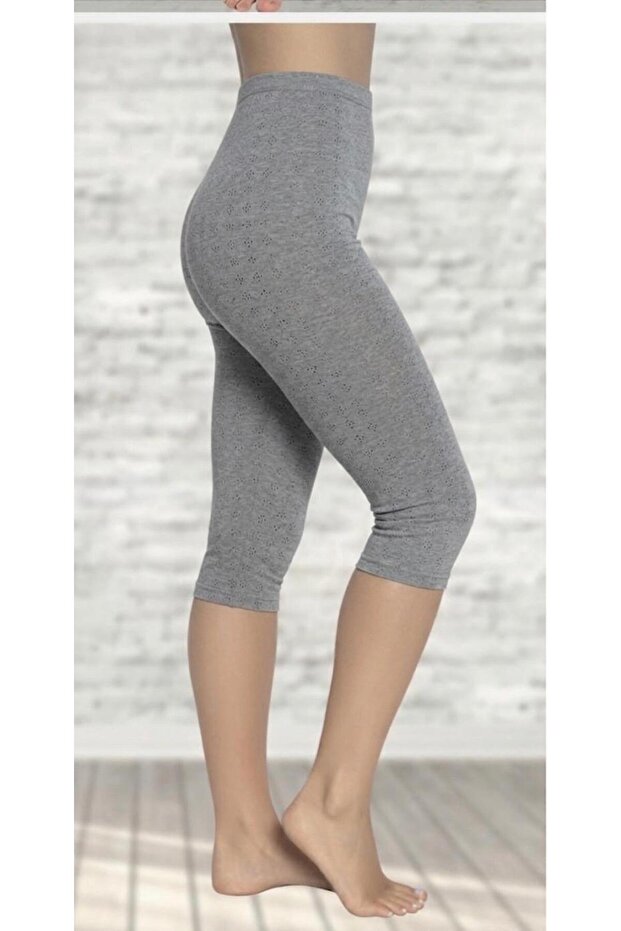 5 Pieces Women's Knee-Length (Capri) Plain Combed Cotton Tights 92% Cotton, 8% Elastane