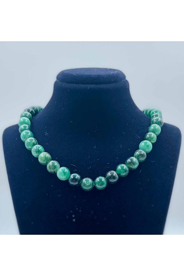 Green Lepidolite Natural Stone Necklace 8 Mm Sphere Cut