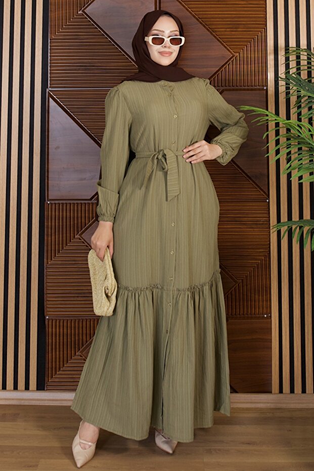 Lara Buttoned Belted Dress - 4