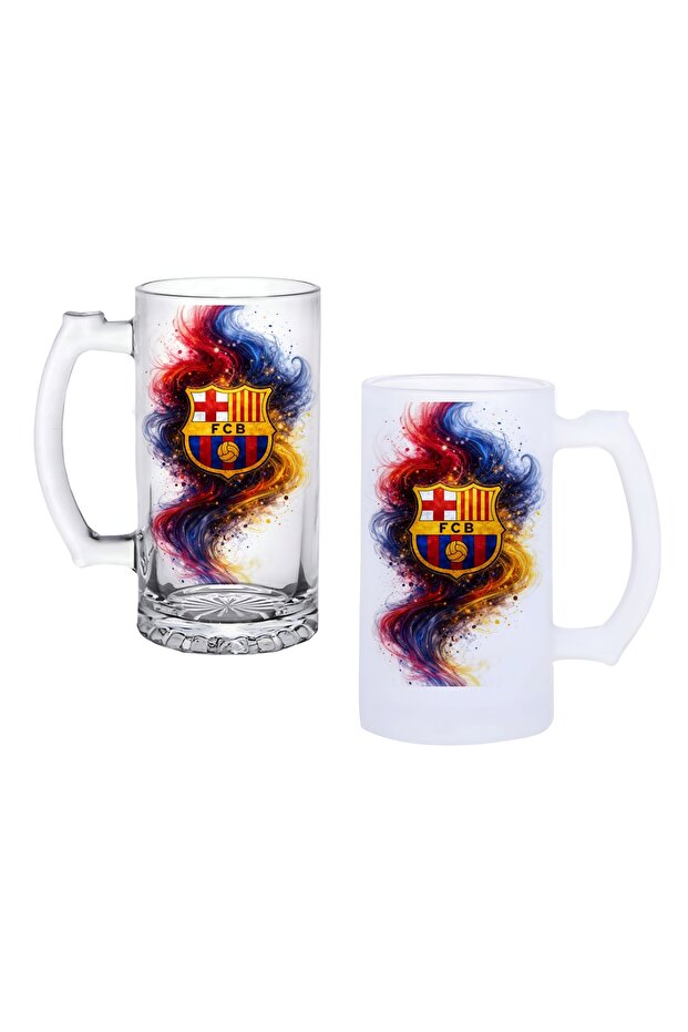 Fc Barcelona Beer Glass with Handle, Frosted or Transparent Options 067