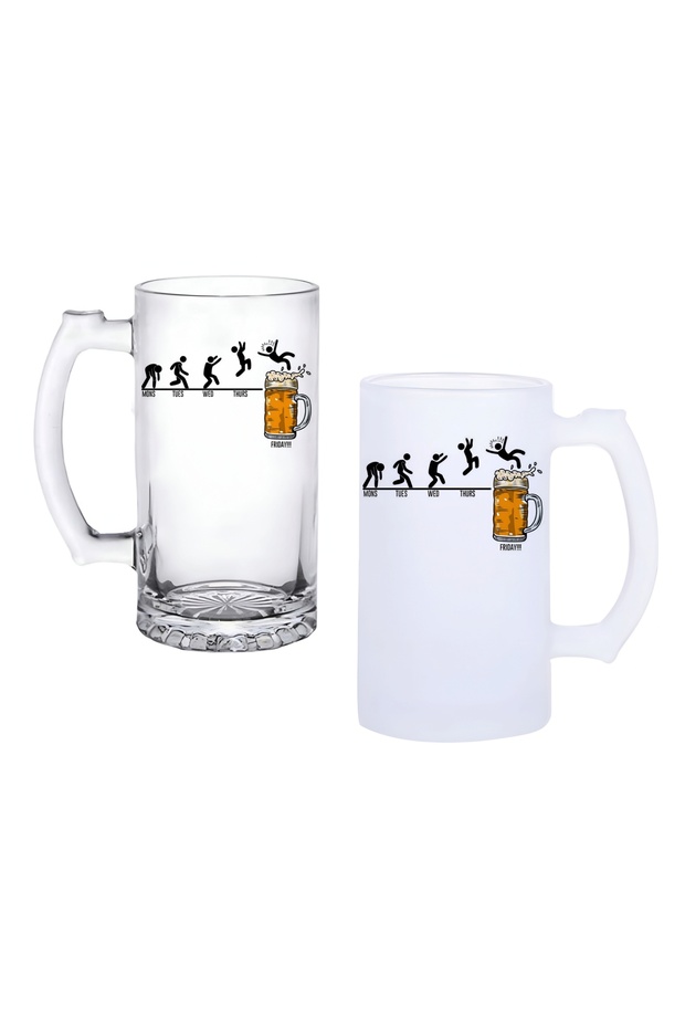 Beer Days Beer Glass with Handle, Frosted or Transparent Options 027