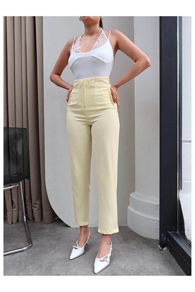 High Waist Pleated Carrot Pants