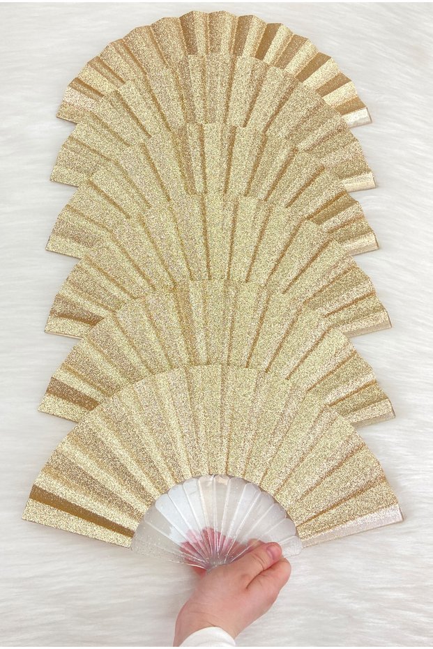 Gold Işıl Işıl Full Glitter Bridal Bridesmaid Fan, Bride Party Henna Wedding Engagement Gift, 1 Piece