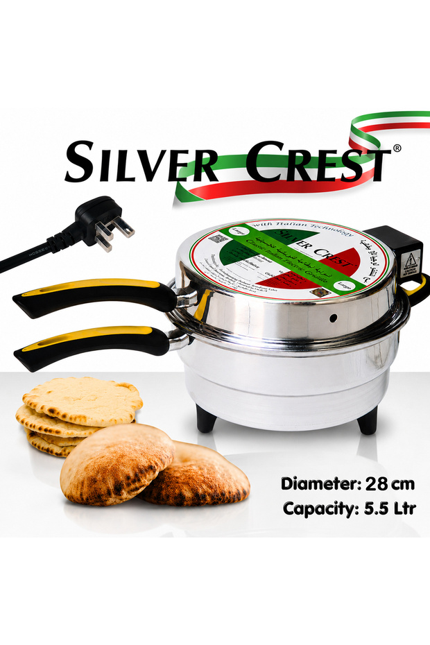 Arabic Bread Maker Oven with Italian Heating Elements, 5.5L Capacity, 28cm, Electric Mini Oven For Flatbreads - Pita, Roti, Mini Pizzas and More