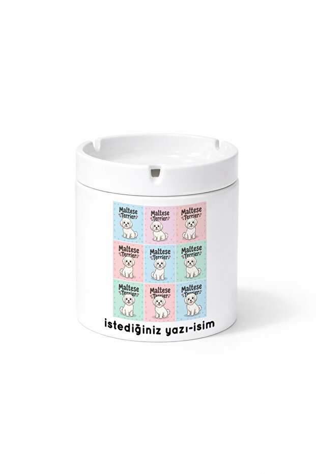Animal Maltese Terrier Maltese Dog Double Sided Printed Ashtray Ashtray Gift