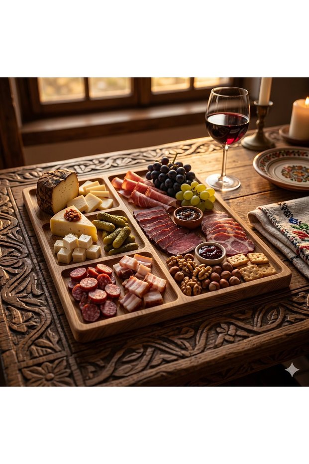 Solid oak appetizer and cheese platter - 50 x 38 cm