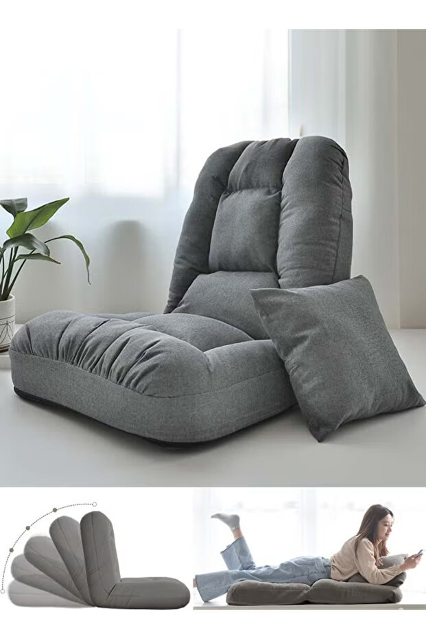 Recliner, 6-position adjustment, single sofa for the living room, bedroom, or bay window, foldable, reclining, and seating options, office break room bed