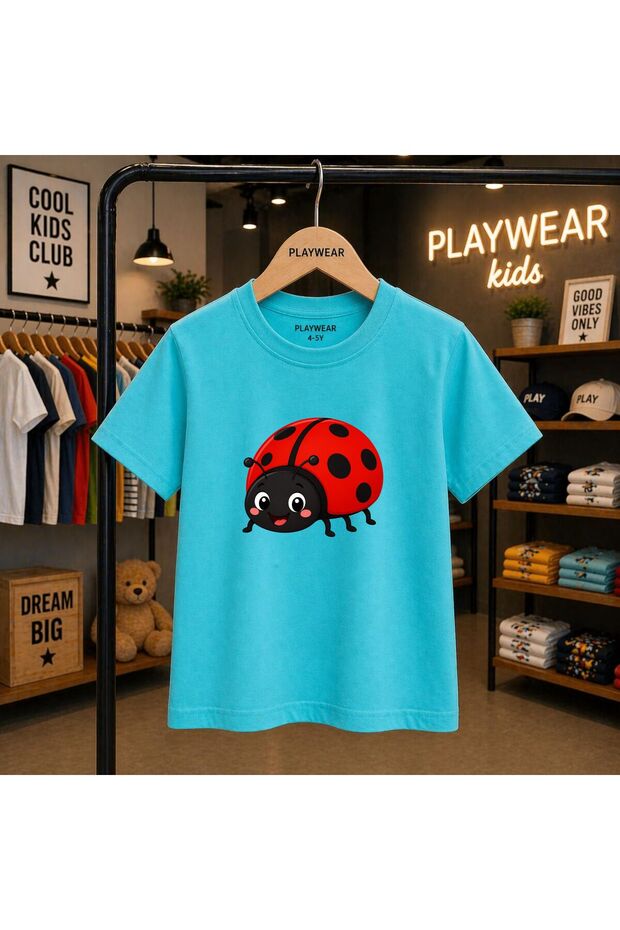 Ladybug Printed 100% Kids Unisex T-Shirt 5 6 -7 8-9 10 -11 12 Years Old