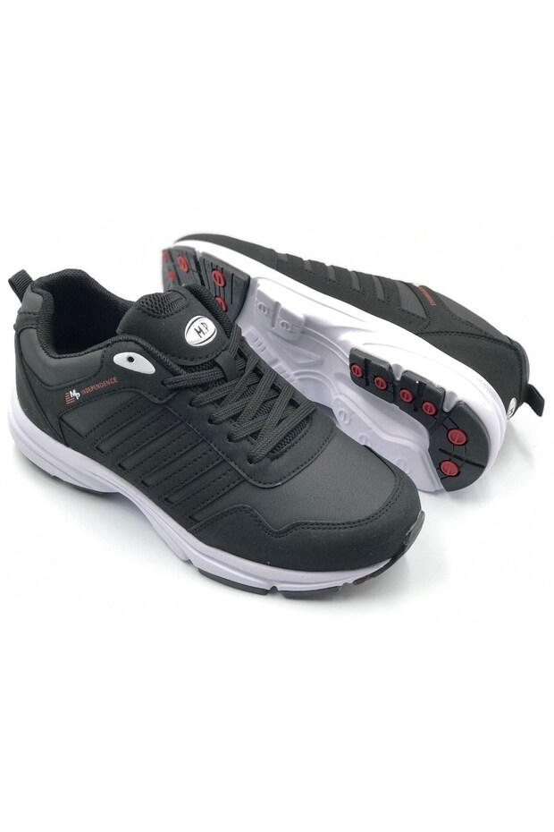 Casual Lace-Up Walking Shoes Men's Black and White Comfortable Sneakers