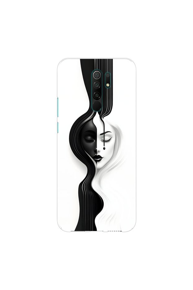 Redmi 9 Compatible Aesthetic Face 3 Design Transparent Case