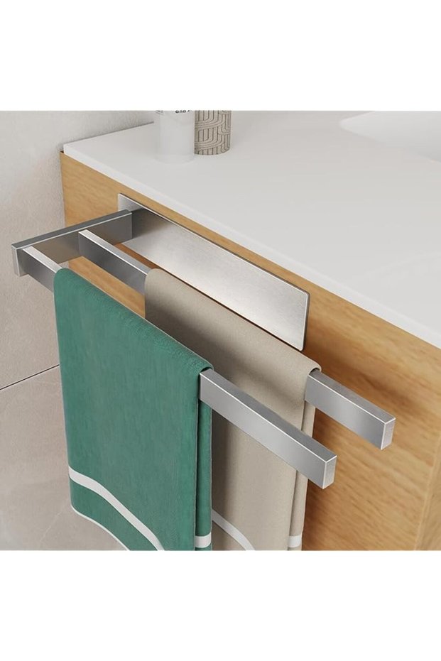 Towel Holder Double Bar Bathroom, Heavy Duty Towel Holder for Hanging Robes and Towels