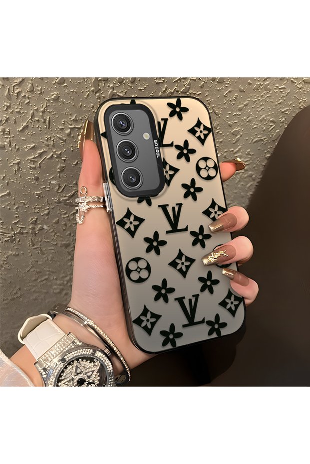 Samsung Galaxy S24 Compatible Silicone Edge Hard Back Case Couple Phone Case Brand Patterned