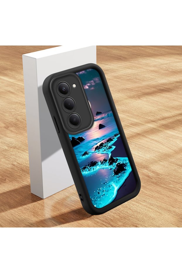 Silicone Couple Phone Case for Redmi 15 5g Compatible Landscape Black Pattern Camera Protective Case