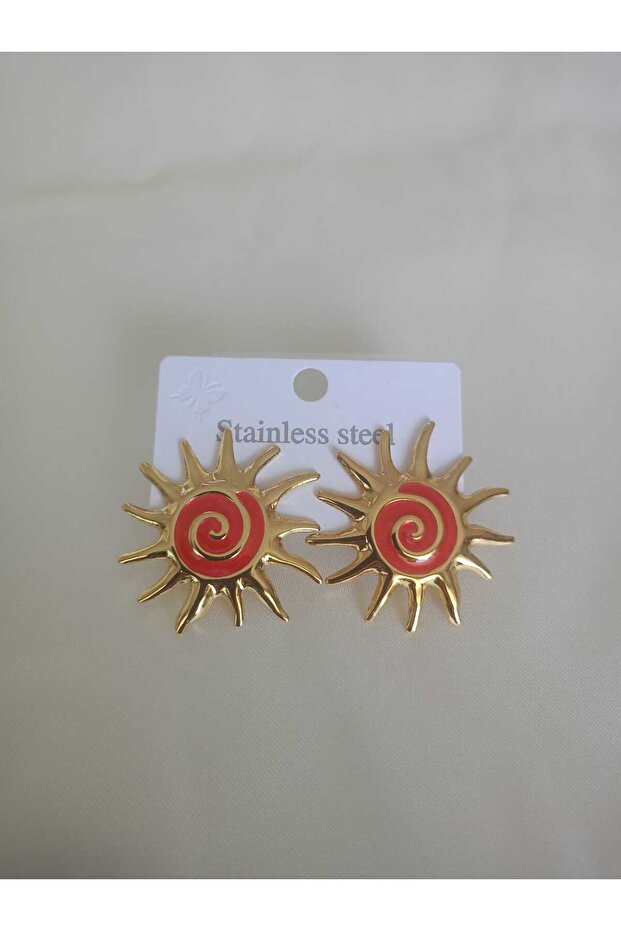 Red Enamel Sun Earrings