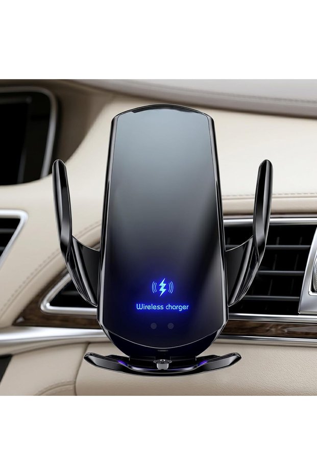 Wireless Car Charger Phone Holder, 360° Rotation, Fast Charging Car Mount with Auto Clamp, Air Vent Mobile Holder