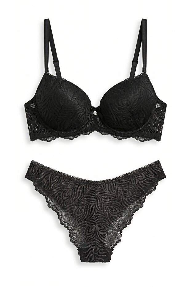 Slim Fit Lace Half-Filled Supportive Bra Set