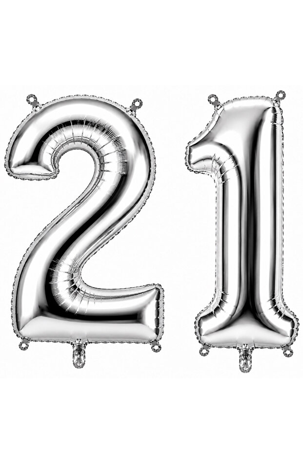 21 بالون فويلو فضي اللون (36 سم)